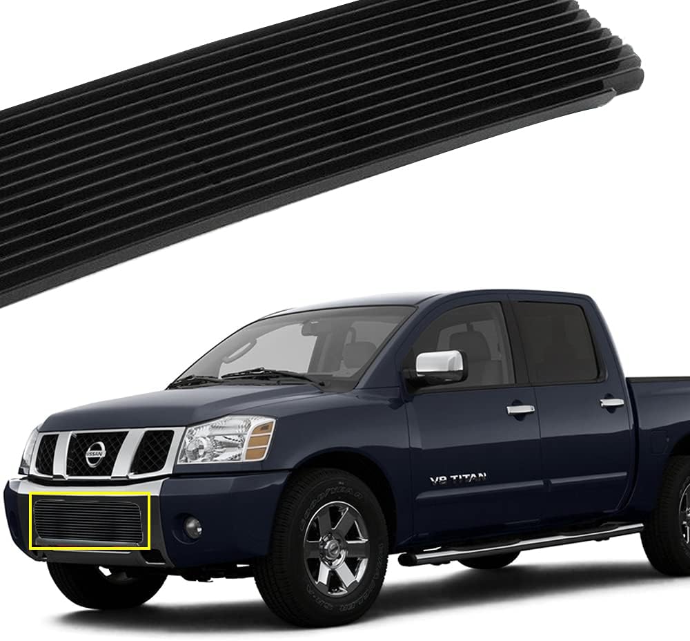 Titan Front Grille Bumper Grille Black Powder Coated Billet Grille Compatible with 2004-2015 Titan/2004-2007 Armada