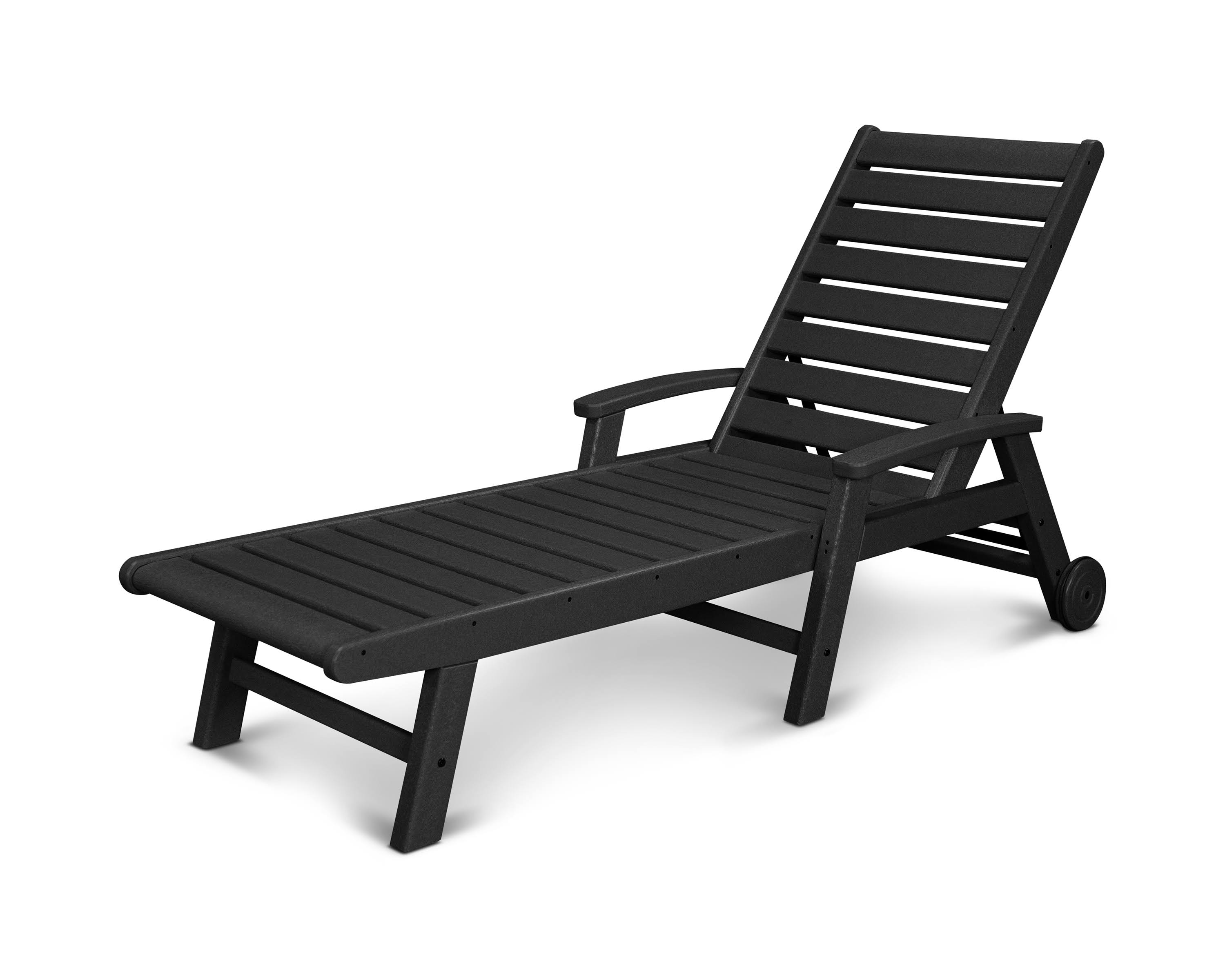 POLYWOOD Signature Wheel Chaise Lounge in Black