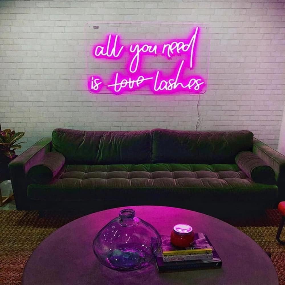 AONXJSIGN Custom All you need is love lashes Neon Sign Light LED Letters Wall Signs Home Chirstmas Decor Board Party Wedding Background Decoration Size:45cm