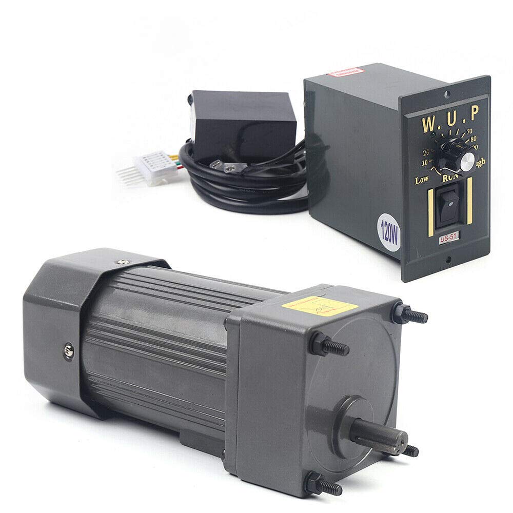 110V 250W Ac Gear Motor Electric Single-Phase Motor Gear Motor 0-135 RPM Variable Speed Adjustable Governor Geared Motor and Adjustable Speed Controller Combo (Reduction Ratio 1:10, 250W)