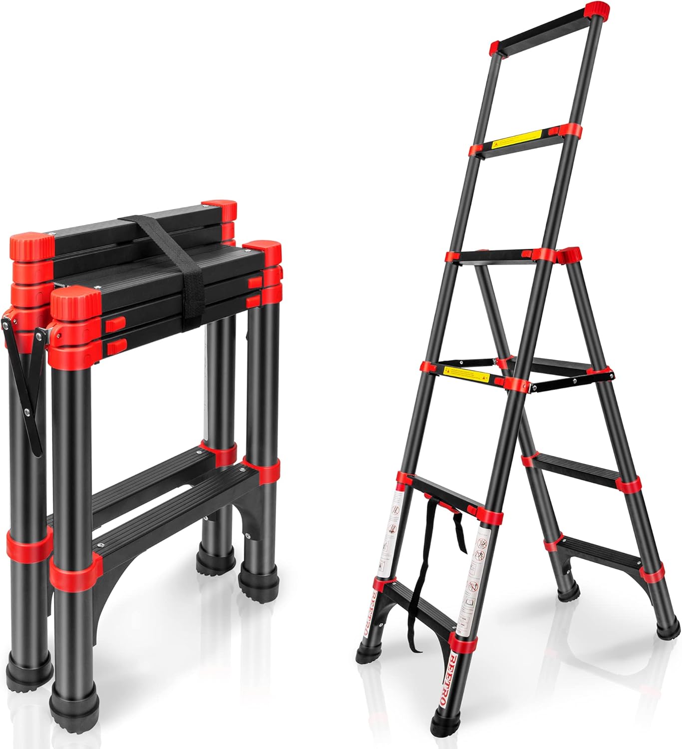 BEETRO Telescoping Ladder A Type Aluminum Extension Ladder 5FT Lightweight Portable Multi-Purpose Folding Ladder with Non-Slip Cap, 330 Pound Load Capacit