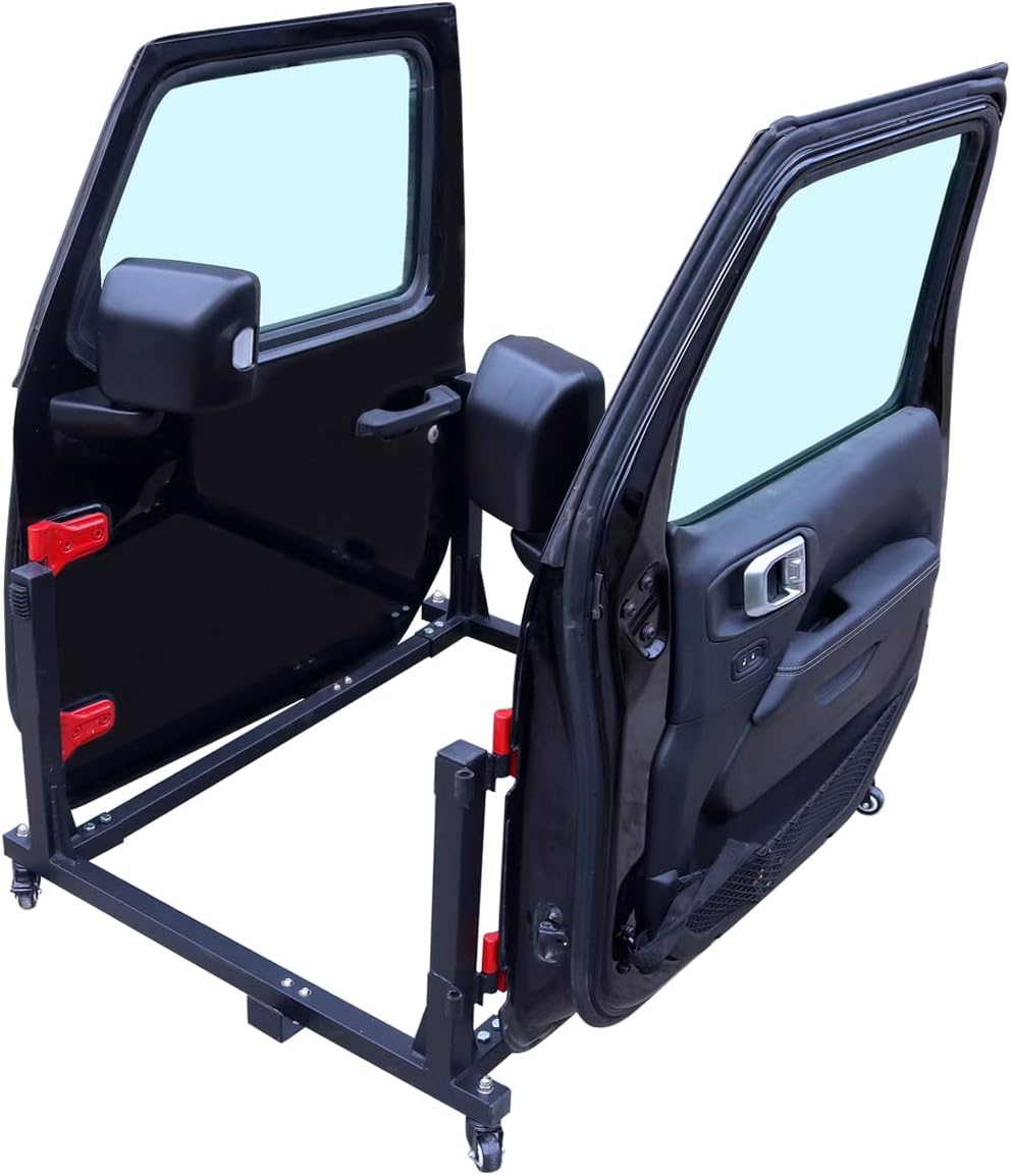 POFENZE Movable 4 Door Hanger Cart Sliding Door Storage Rack for Jeep Wrangler JK JL Gladiator JT 2007-2022