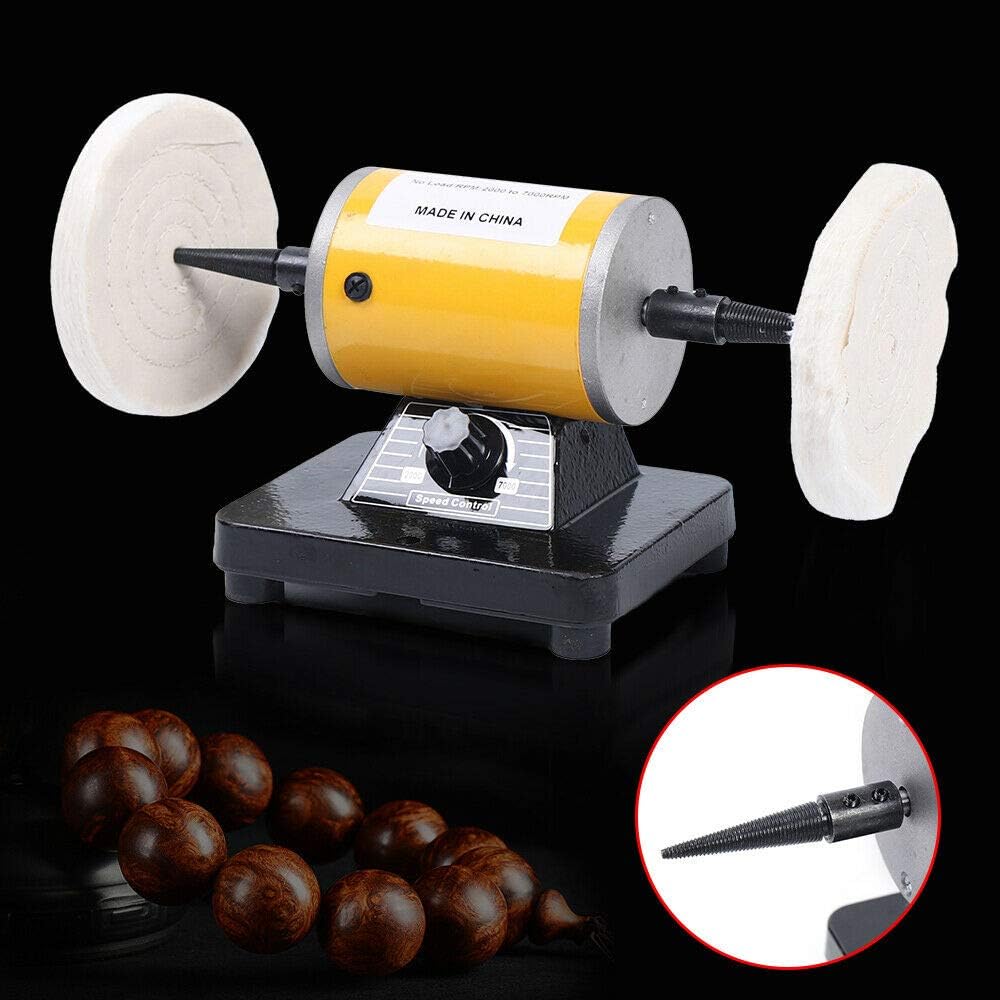 Professional Polisher Jewelry Bench Buffer Grinder Mini Polishing Buffing Machine High Performance Variable Speed Polisher for Beads Workpieces Parts Handmade Products