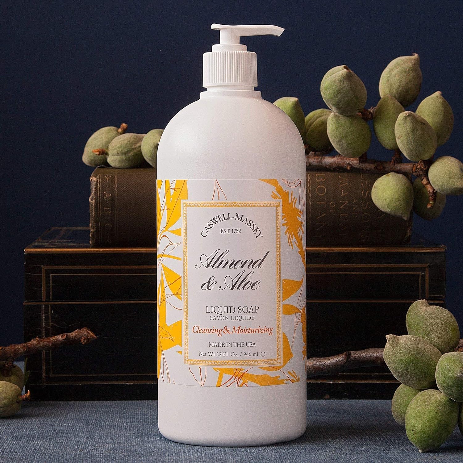 Caswell-Massey Almond and Aloe Liquid Soap, Natural Hand Wash, Made in the USA, 32 Fl Oz Pack of 2