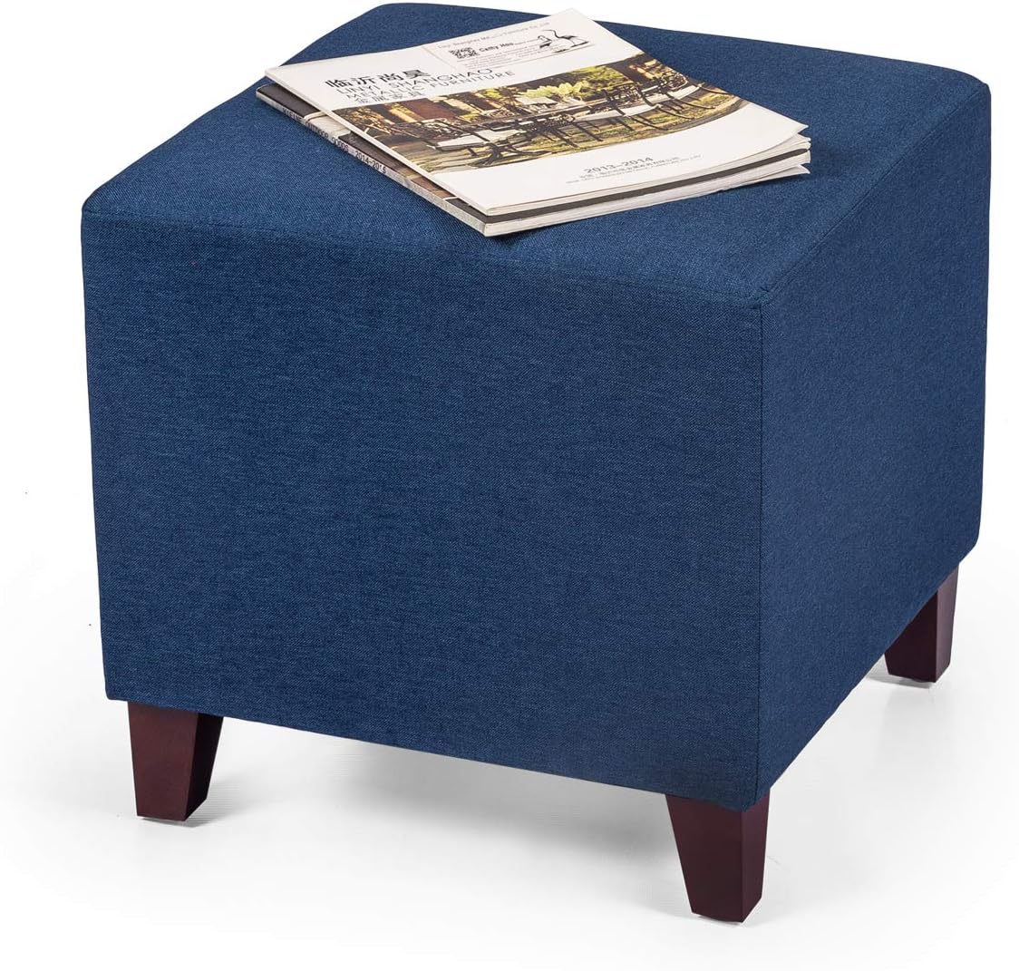 Adeco Simple British Style Cube Ottoman Footstool, 16x16x16, Brown (Cow Print) Pack of 2