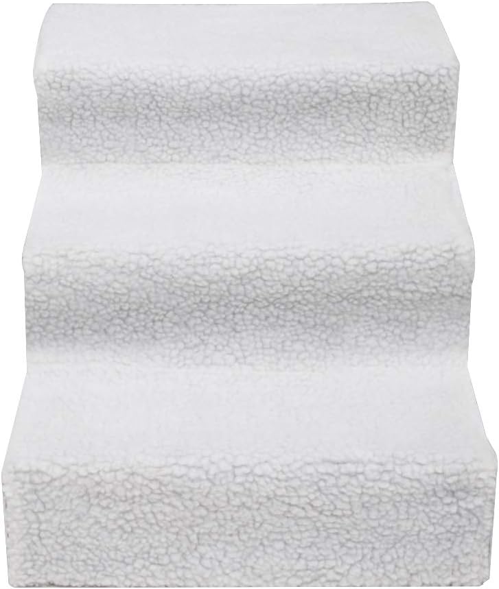 3 Step Black Plush Velvet Suede Pet Stairs Pet Step Stairs Cat Dog White Brown