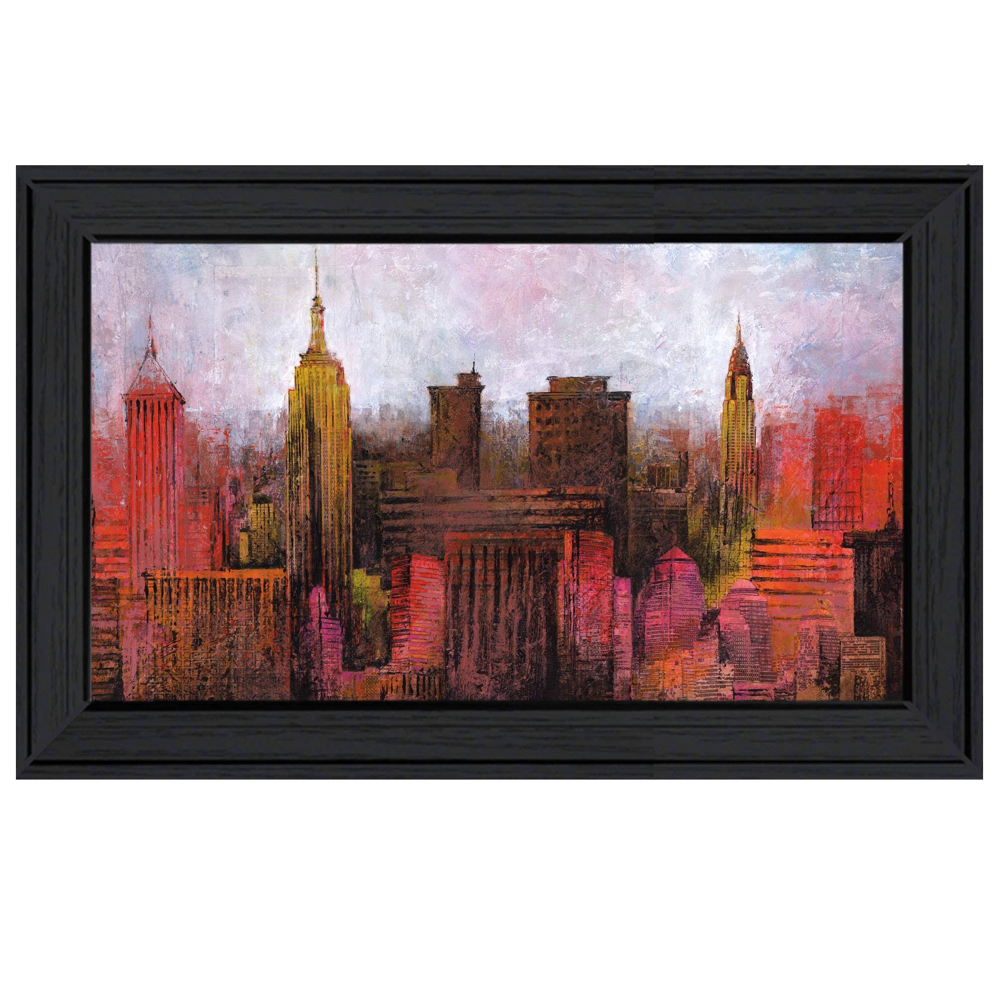 NYC Skyline by Cloverfield u0026 Co, Ready to Hang Framed Print, Black Frame