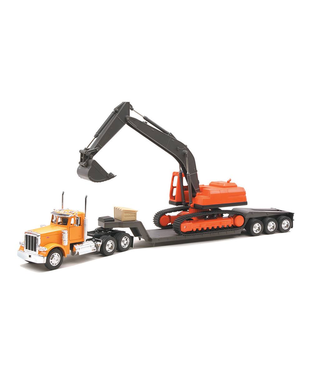 New Ray Peter bilt Model 379 Truck with Backhoe Set