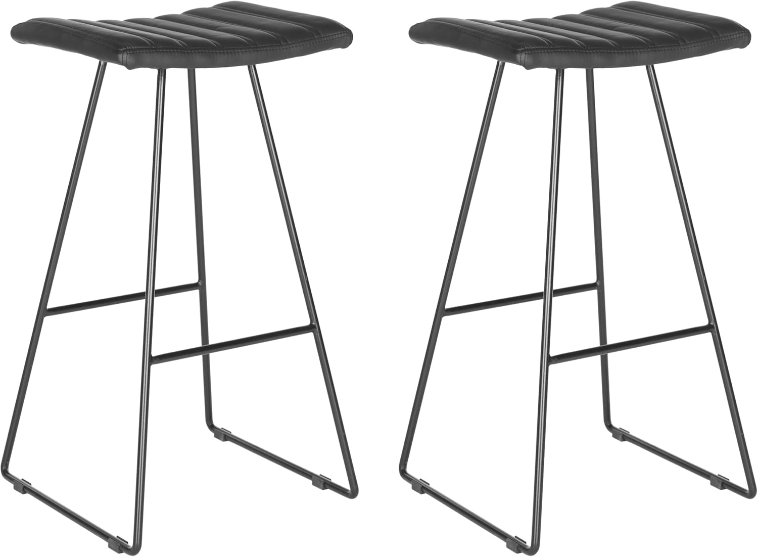 Safavieh Home Collection Akito Mid-Century Modern Black 30-inch Bar Stool (Set of 2)
