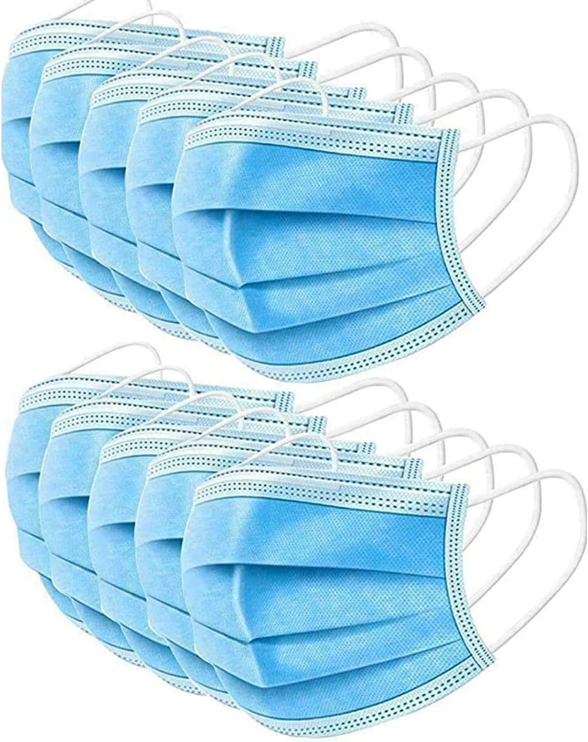 2000 PCS Wholesale Bulk Disposable Face Masks Blue (50 Boxes, 50pcs/Box), 3-Layers