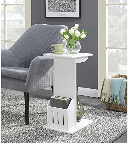 Pemberly Row Magazine C End Table in White Wood Finish Pack of 2