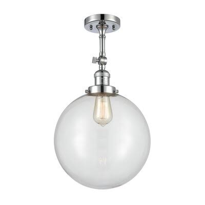 Ciacchi 1-Light 12x22 Semi Flush Mount Red Barrel Studio Fixture Finish: Antique Brass, Shade Color: Clear, Bulb Type: Incandesc