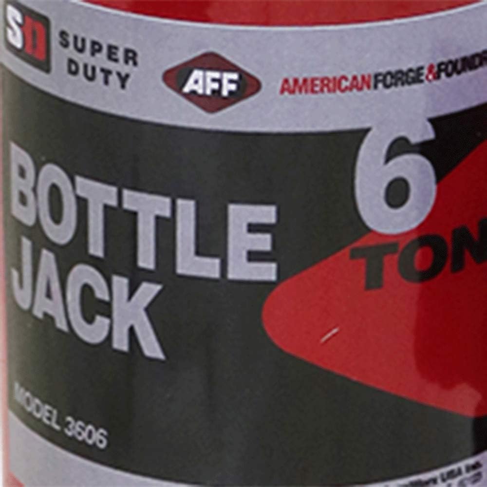 AFF Super Duty 6 Ton Hydraulic Bottle Jack, Manual, Welded Cylinder, High-Grade Steel Construction, Forged and Welded Base, 3606