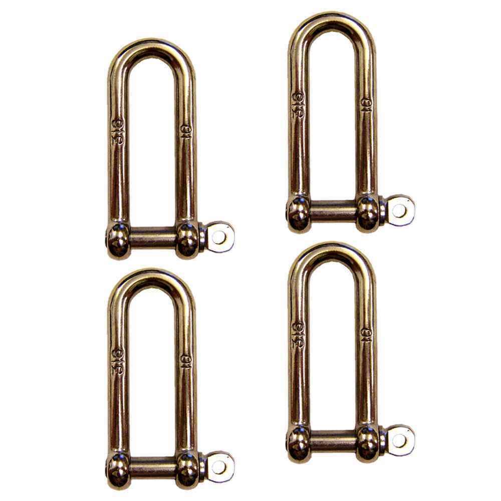 1/4x22 Screw Pin Long D Shackle Stainless Steel - 4 Pack