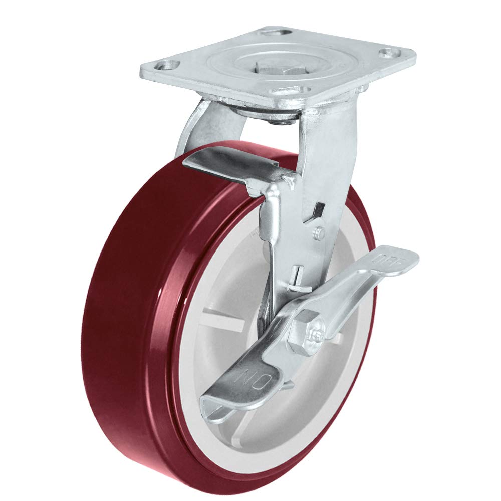 CasterHQ - Heavy Duty Polyurethane Swivel Casters with Brakes - 6