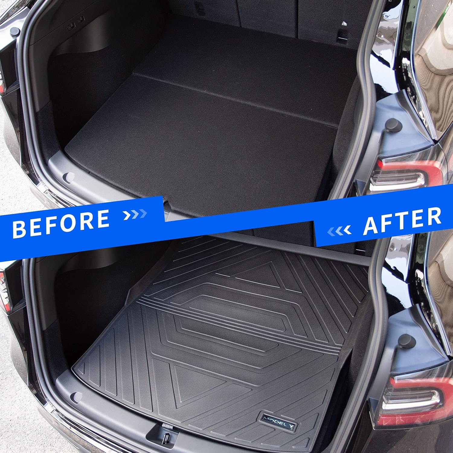 powoq Fit Tesla Model Y Trunk Mat Cargo Mat Cargo Liner Trunk Liner for 2020 2021 Tesla Model Y Accessories (Rear Cargo Mat) Pack of 2