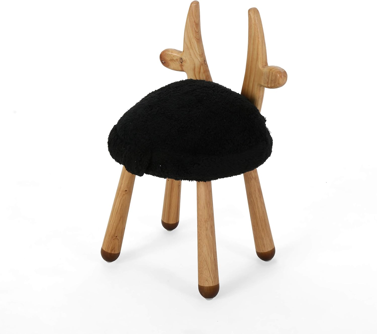 Keiki Faux Fur Gazelle Stool, Black Pack of 2