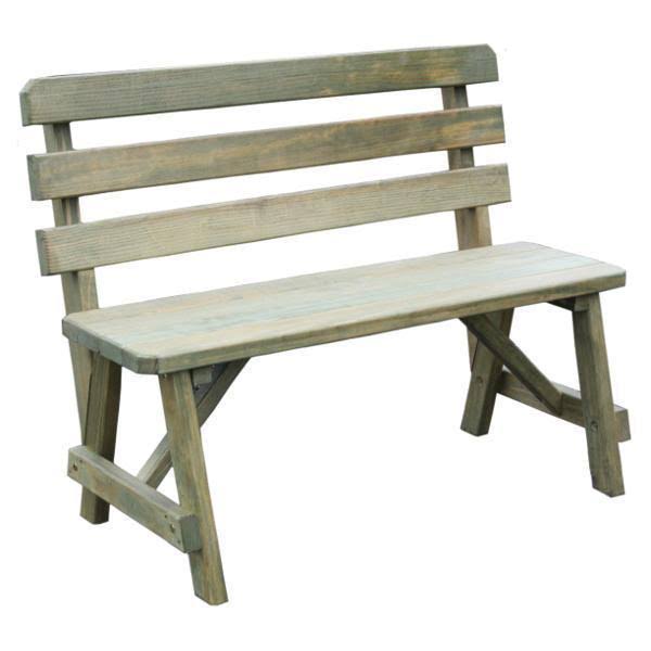 Yellow Pine Traditional Backed Bench 3ft / Cedar Stain