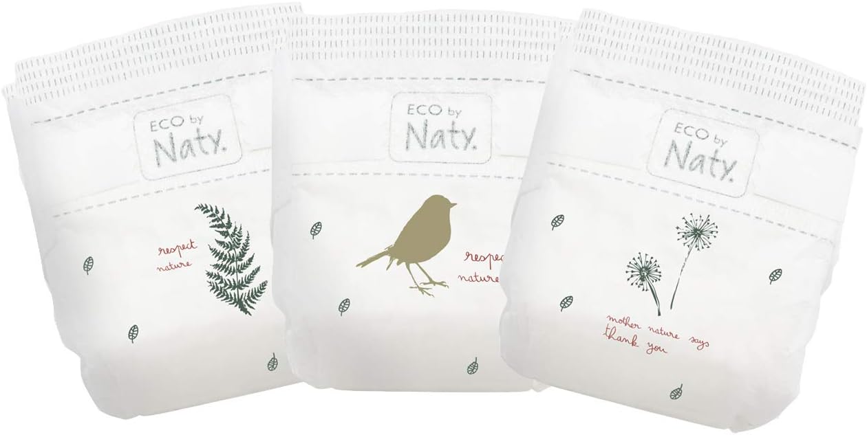 Eco by Naty Baby Diapers, Size 4, 156 Ct, Plant-based with 0% Oil Plastic on Skin, One Month Supply Pack of 2