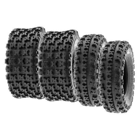Full Set of Sport ATV UTV Tires 22x7-11 6 PR 2pcs 23x11-9 6 PR 2pcs A027, Black