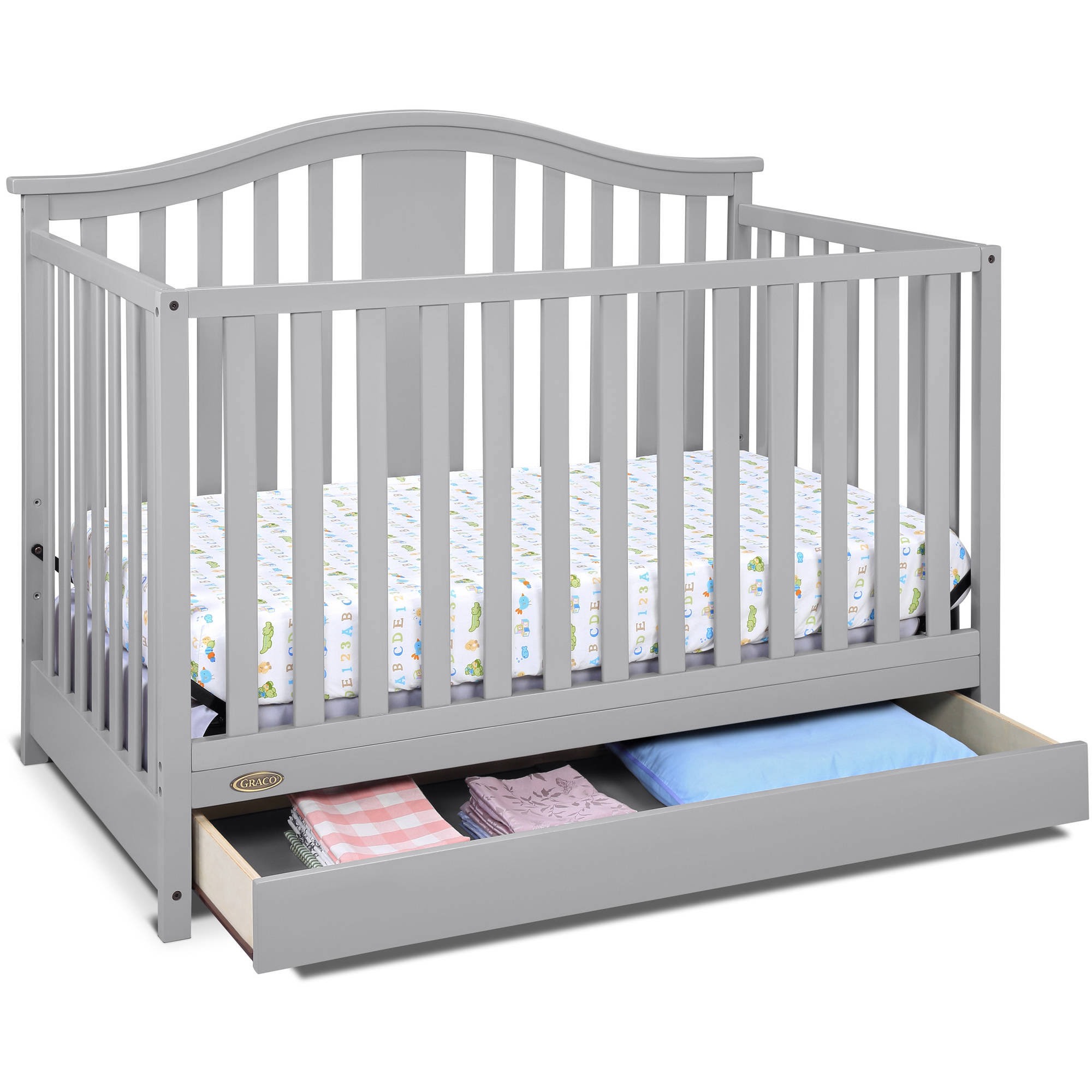 Graco Solano 4 in 1 Convertible Crib with Drawer Pebble Gray