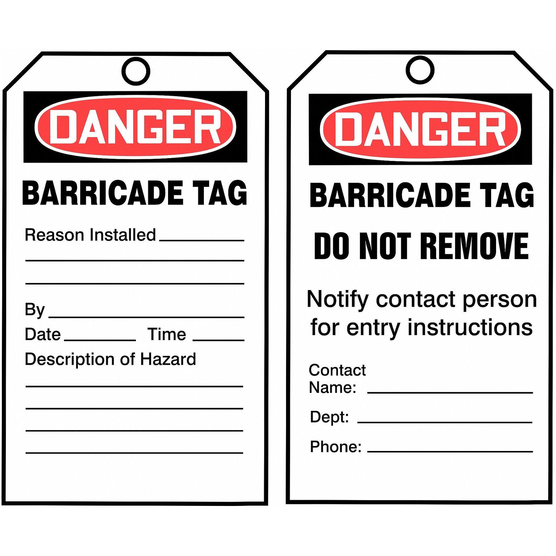 Accuform Signs Danger Tag by The Roll TAR158, White