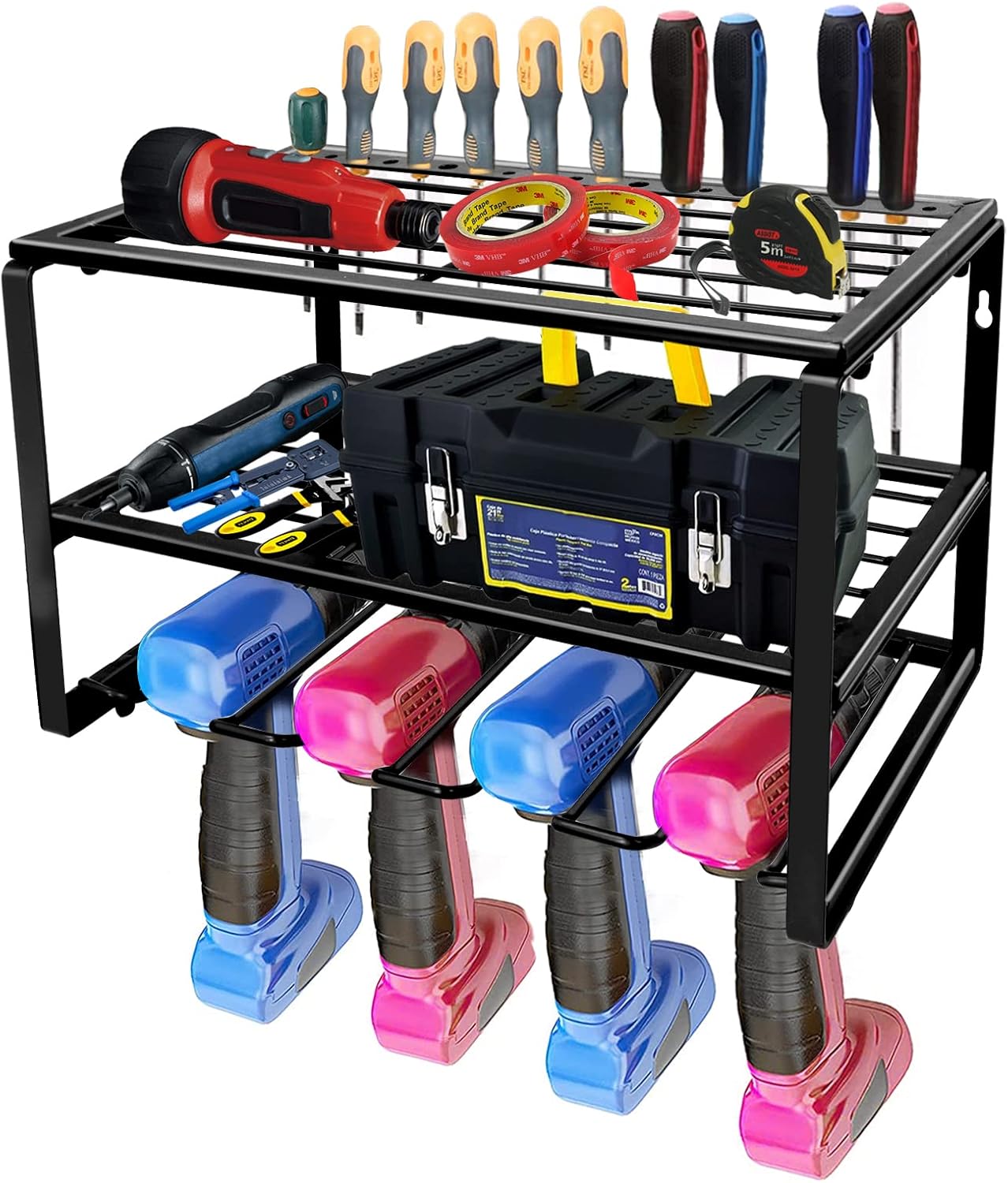 Power Tool Organizer,3 Layers Heavy Duty Floating Tool Shelf,Power Tool Storage,Metal Power Tool Holder,Wall Mounted Storage Rack for Handheld & Power Tools ,Tool Organizers and Storage