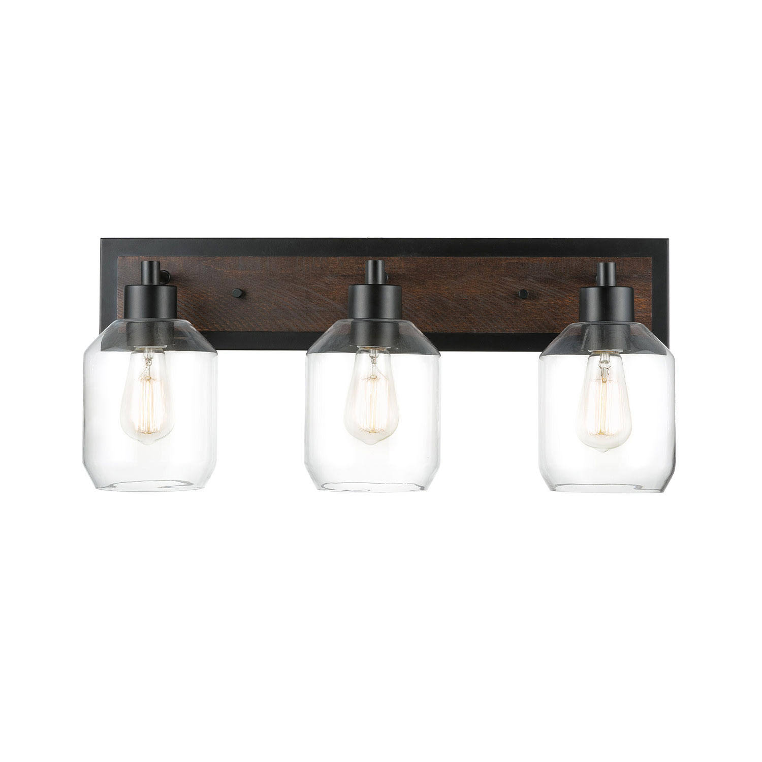 Globe Electric Williamsburg 3-Light Vanity Light in Matte Black with Bulbs 51821-K