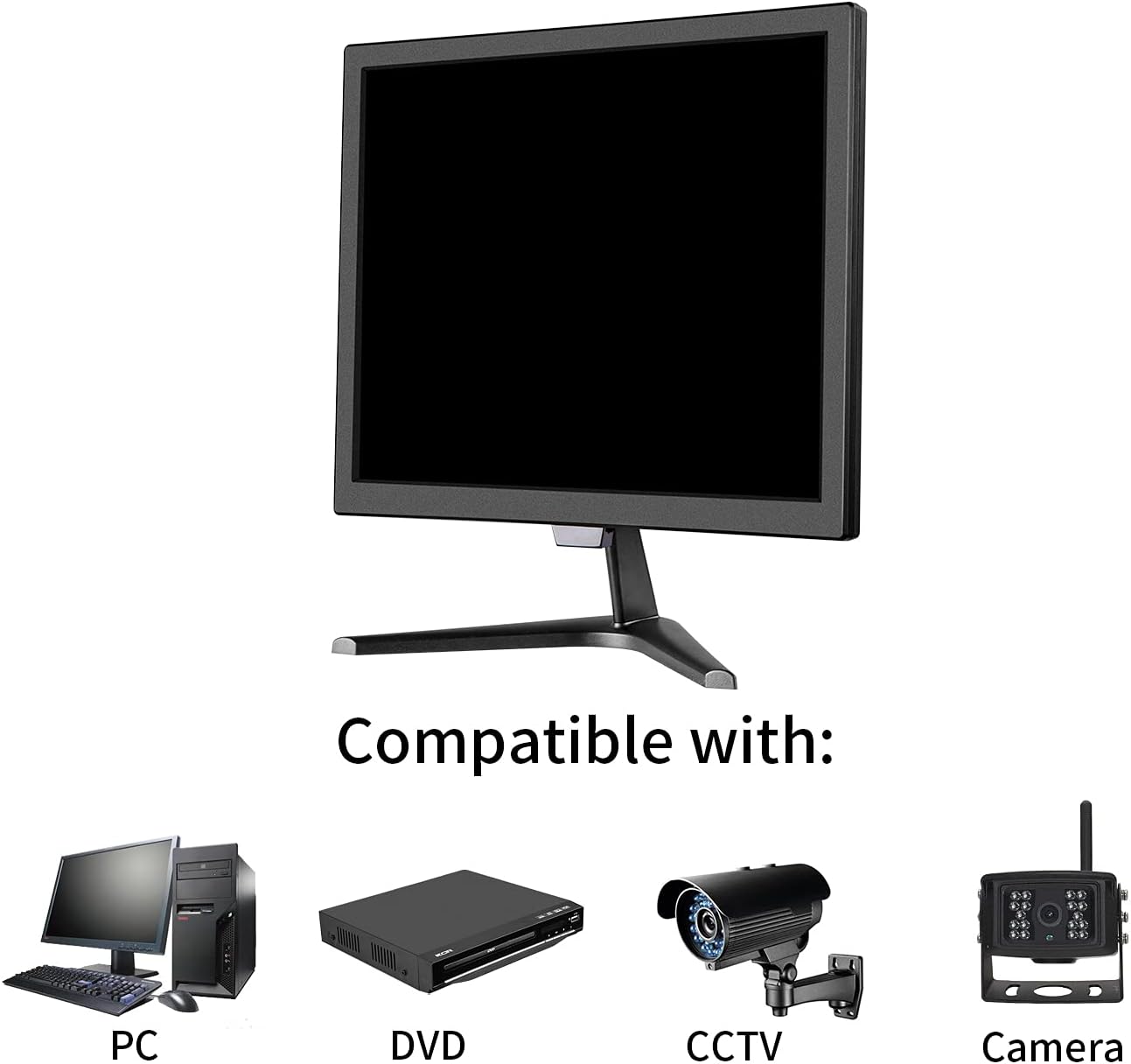 zoshing 17inch Security Monitor,Wall-Mounted Monitor Supports USBFull Format Video Playback,CCTV Monitor with AVHDMI InputVGAHeadphone Output,Built-in Speaker, Remote Control, black