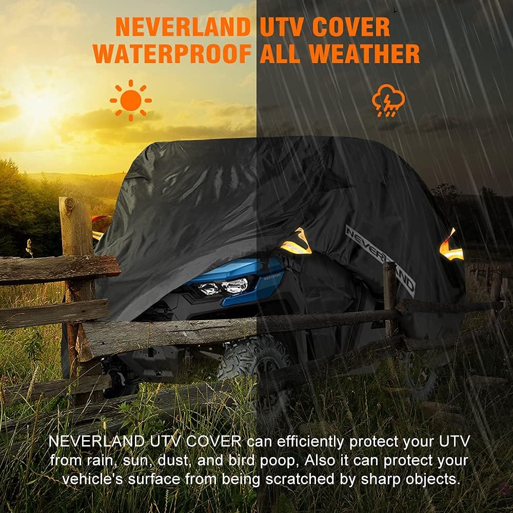 NEVERLAND UTV Covers, Storage Sun-UV Rain Snow Protector Universal for Can-Am Kawasaki Polaris Honda Suzuki Yamaha Arctic Cat John Deere Kymco Bobcat Argo (Durable) Pack of 2