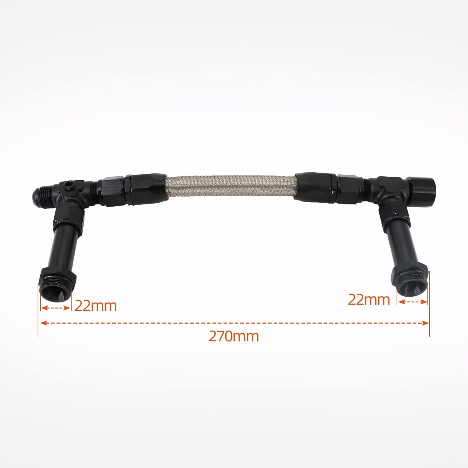 Tektall Black 8 AN Male Flare Dual Inlet 4150 Fuel Line Kit to 7/8