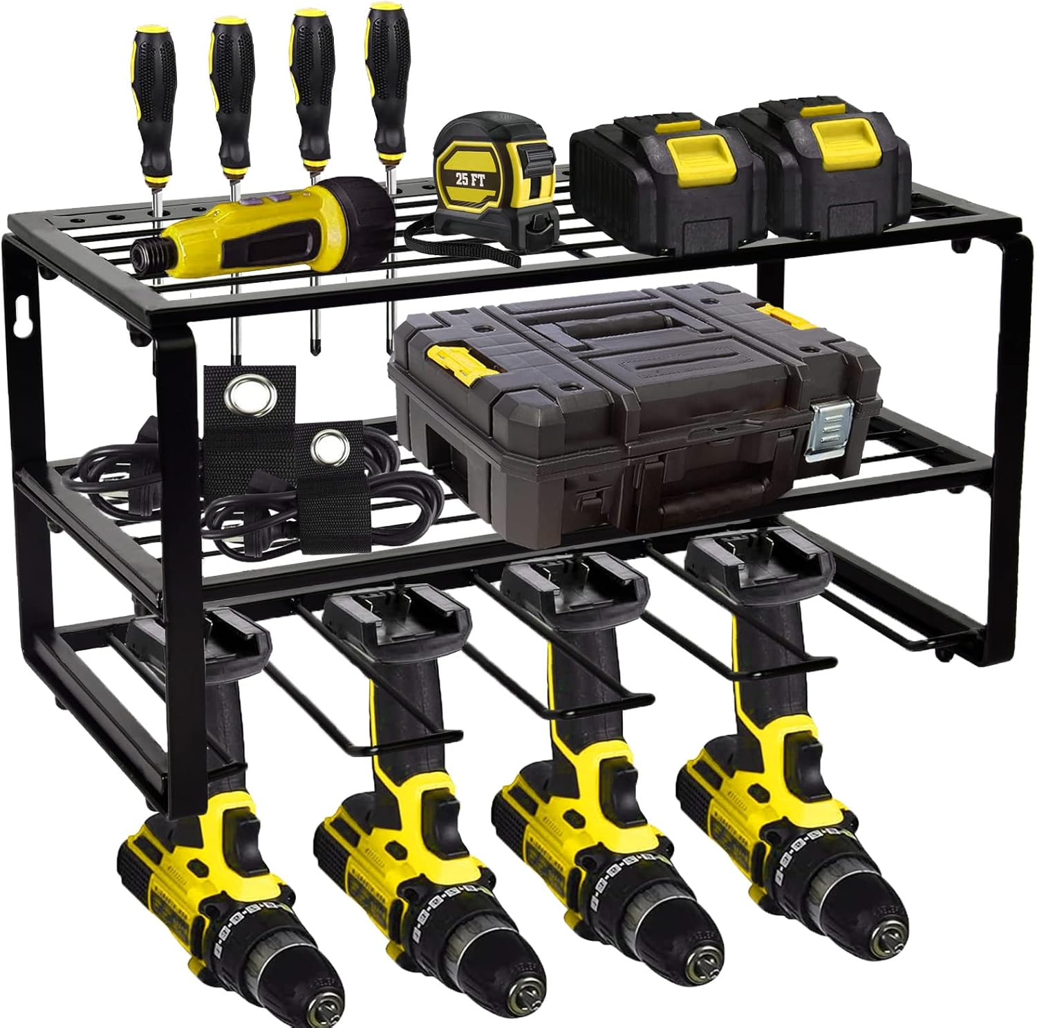 Power Tool Organizer, Garage Organization and Storage, Power Tool Holder Metal Tool Shelf, Utility Storage Rack, Drill Holder Wall Mount for Cordless Drill Screwdriver