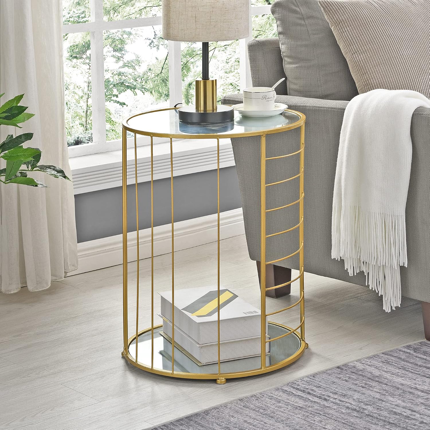 FirsTime & Co. Stark Gold Nesting End Table 2-Piece Set, American Crafted, Gold, 18 x 18 x 21 , Pack of 2