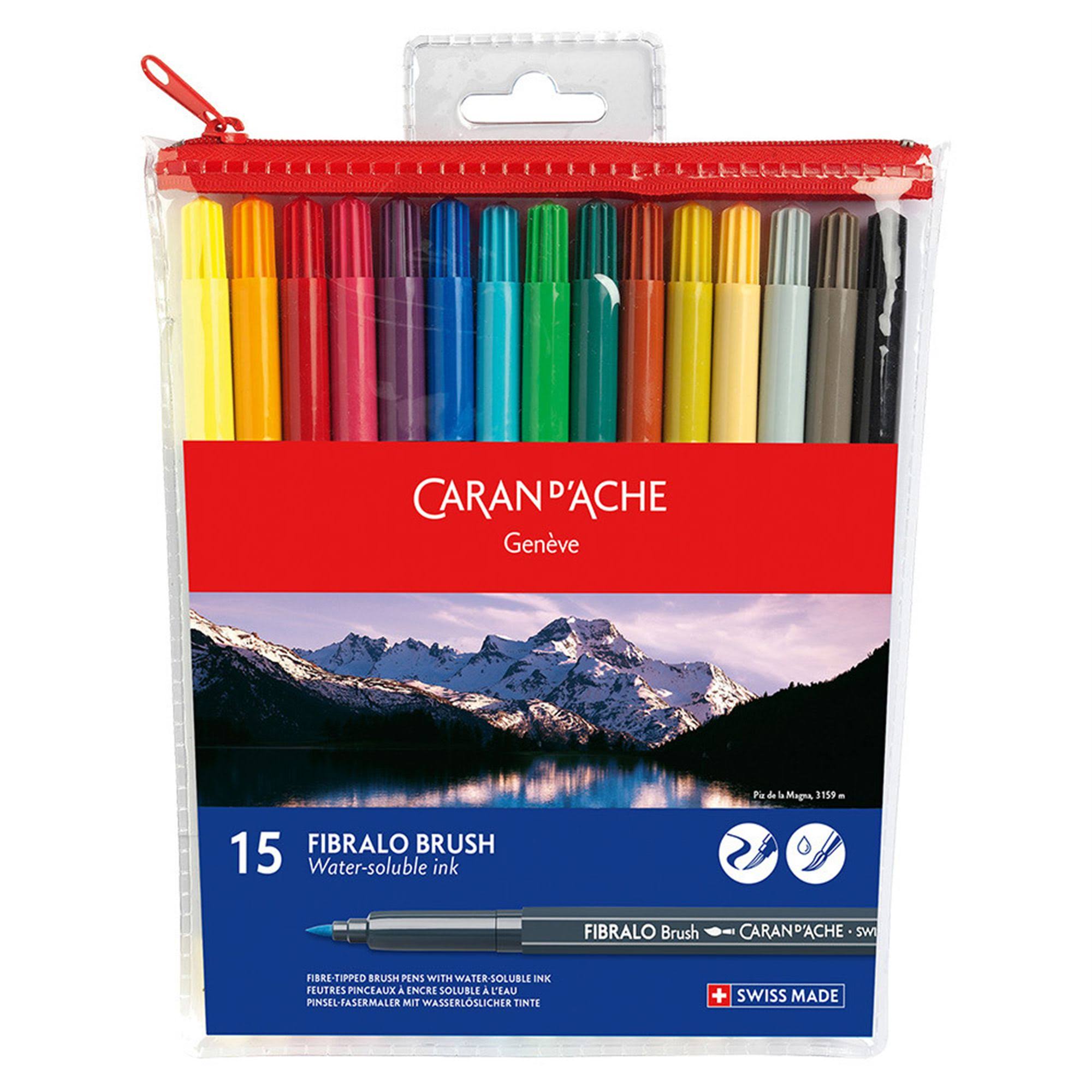 Caran d&Ache 186.715 Fibralo Fibre-tipped Brush Pens (Set of 15)