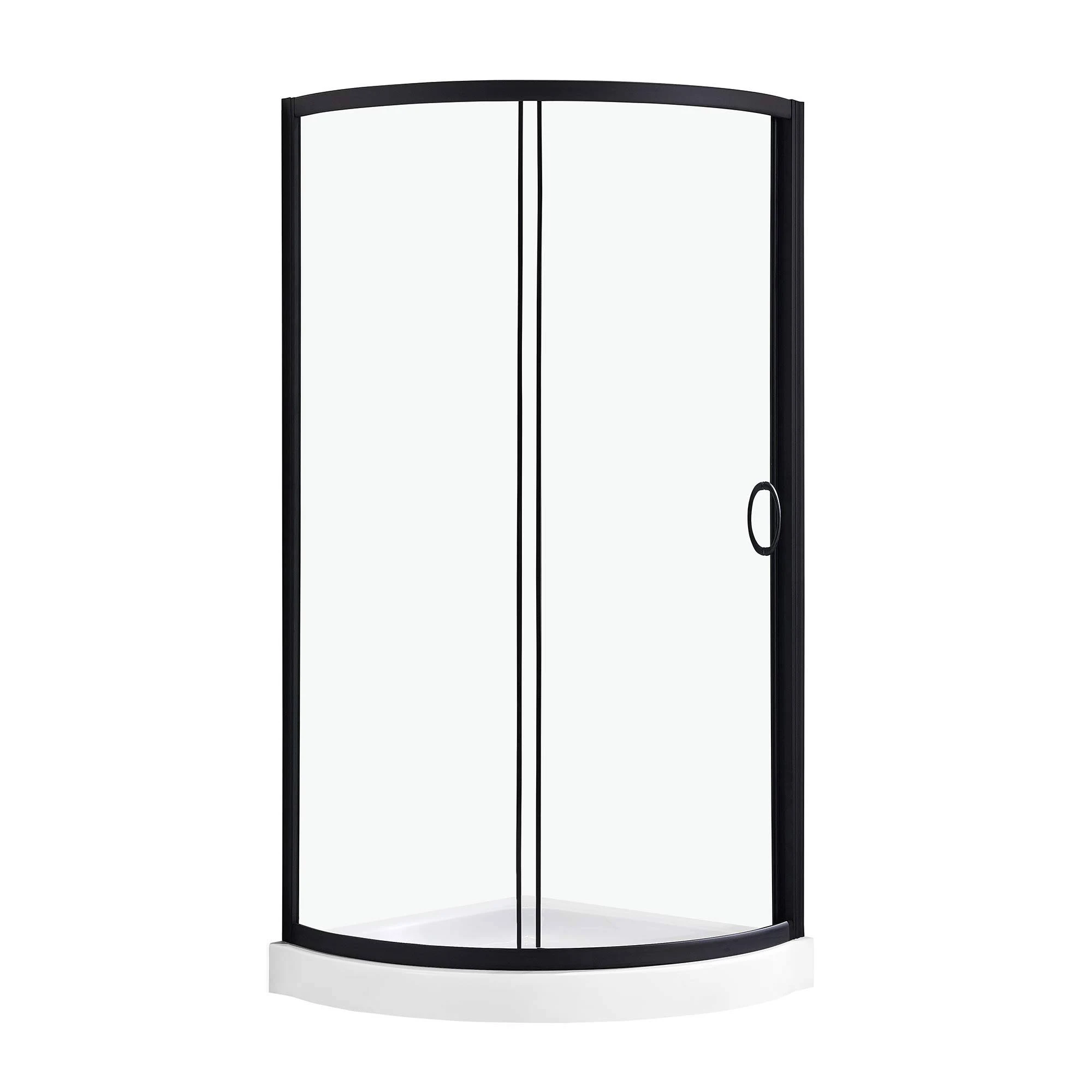 Ove Decors Breeze 34 in. Black Shower Kit with Clear Glass Panels and Base Included