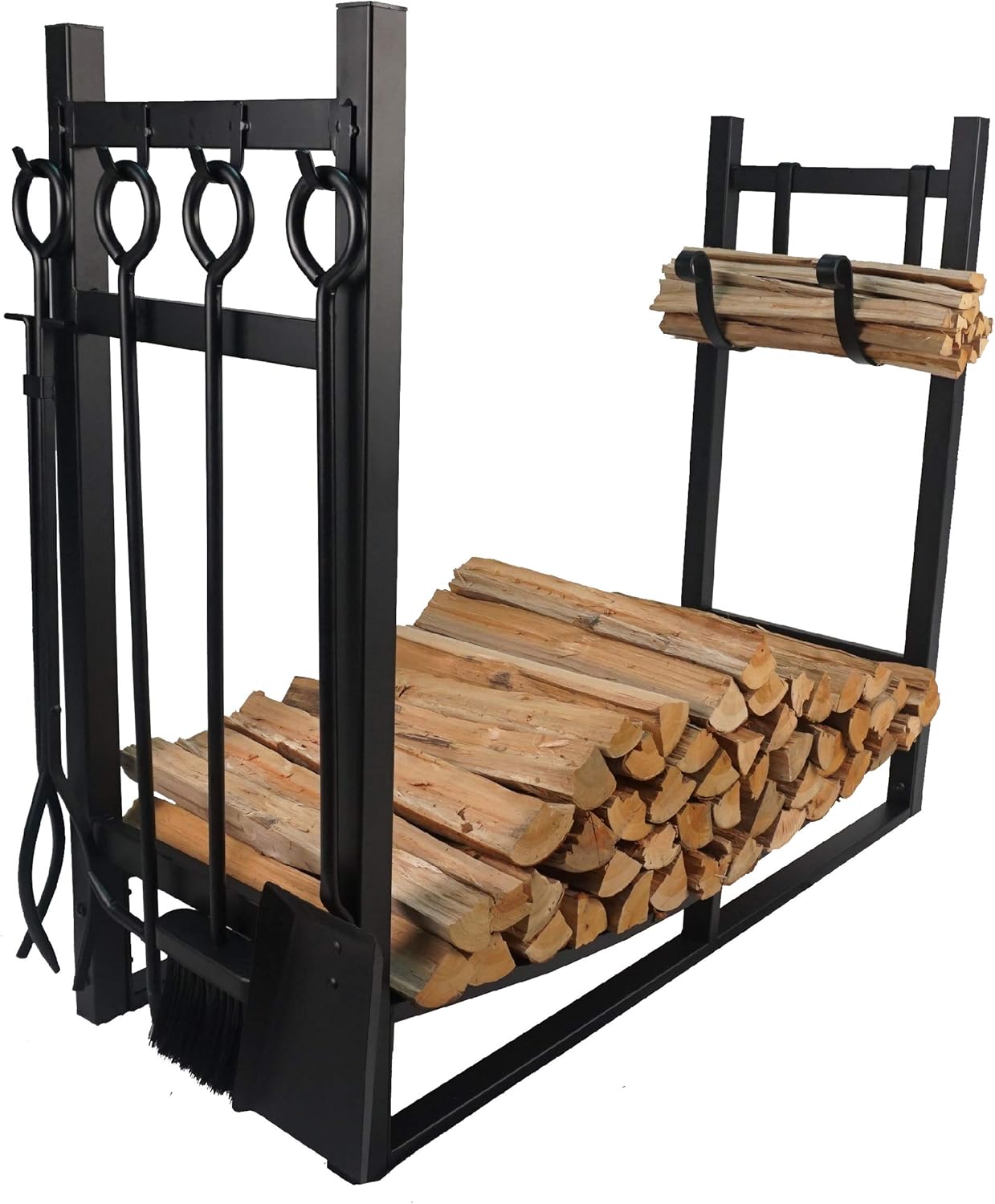 Fire Beauty Fireplace Log Rack with Kindling Holder Firewood Holder for Wood Storage Storage Log Holder Include 4 Tools (19.8)