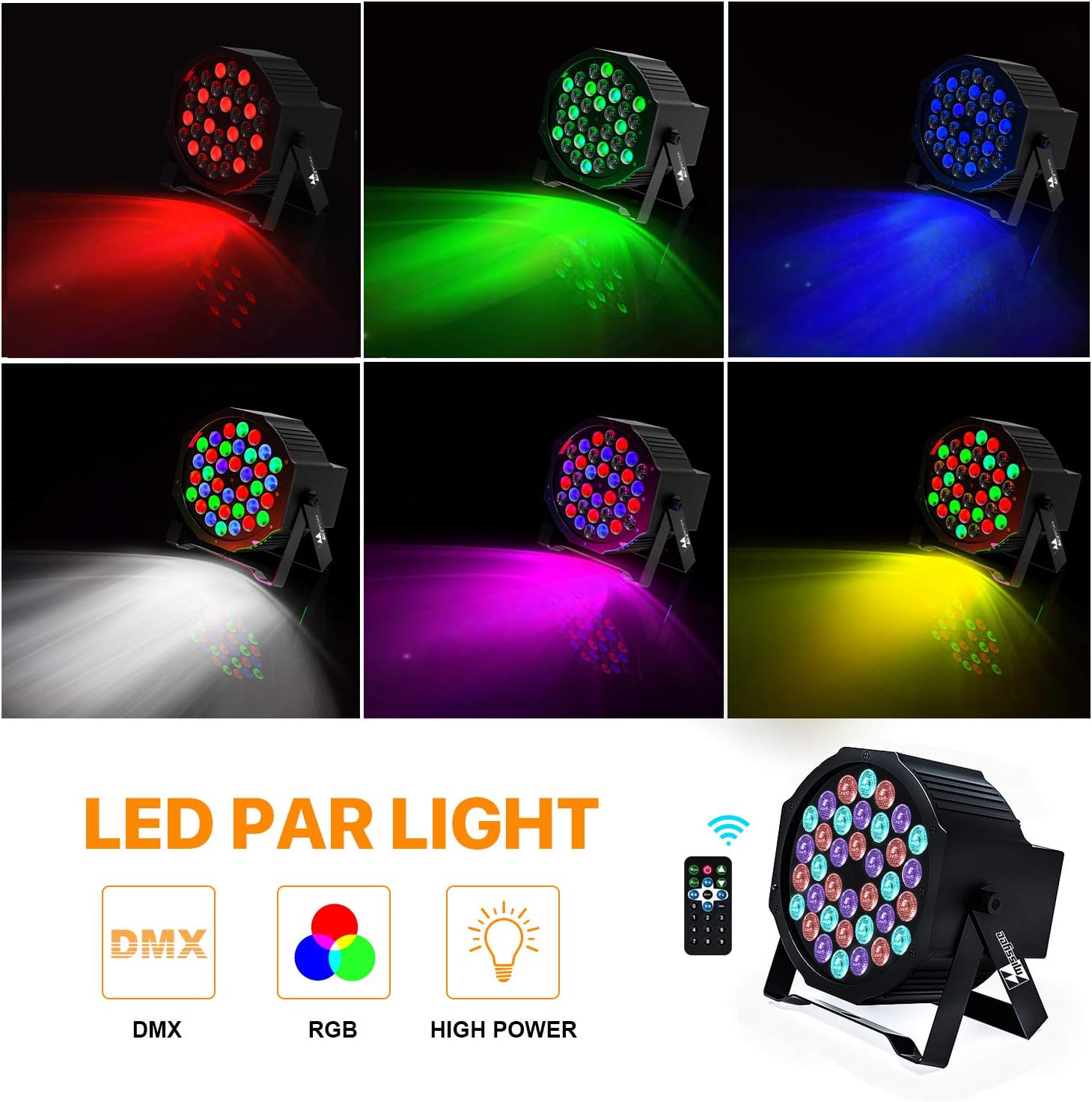 Uplights 36 RGB Led Stage Lights, Missyee Sound Activated DMX Uplighting, LED Par Can Lights with Remote Control, 9 Modes LED Uplights for Events Wedding Party Festival (8 Pack)