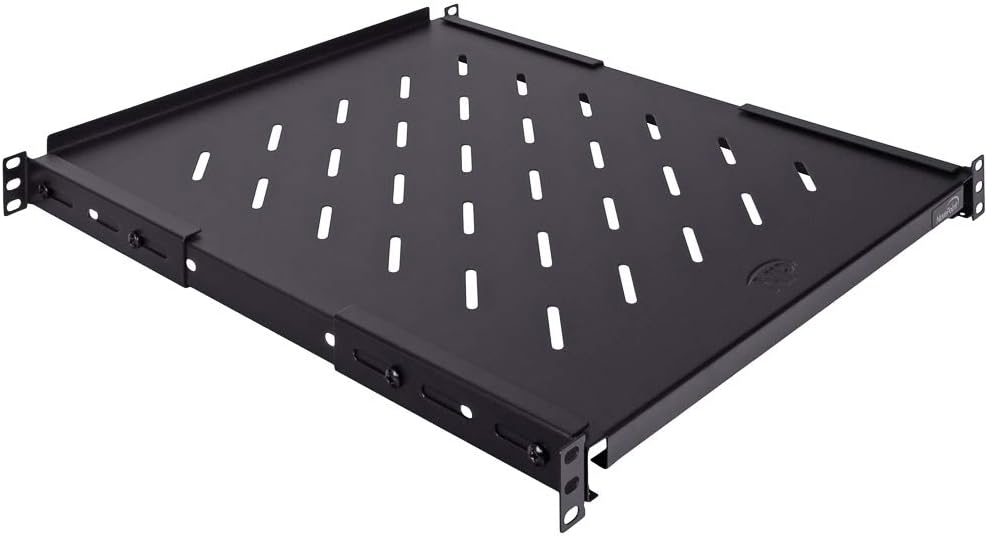 NavePoint Fixed Rack Vented Server Shelf 1U 19 Inch 4 Post Rack Mount Adjustable from 16-33 Inches Pack of 2