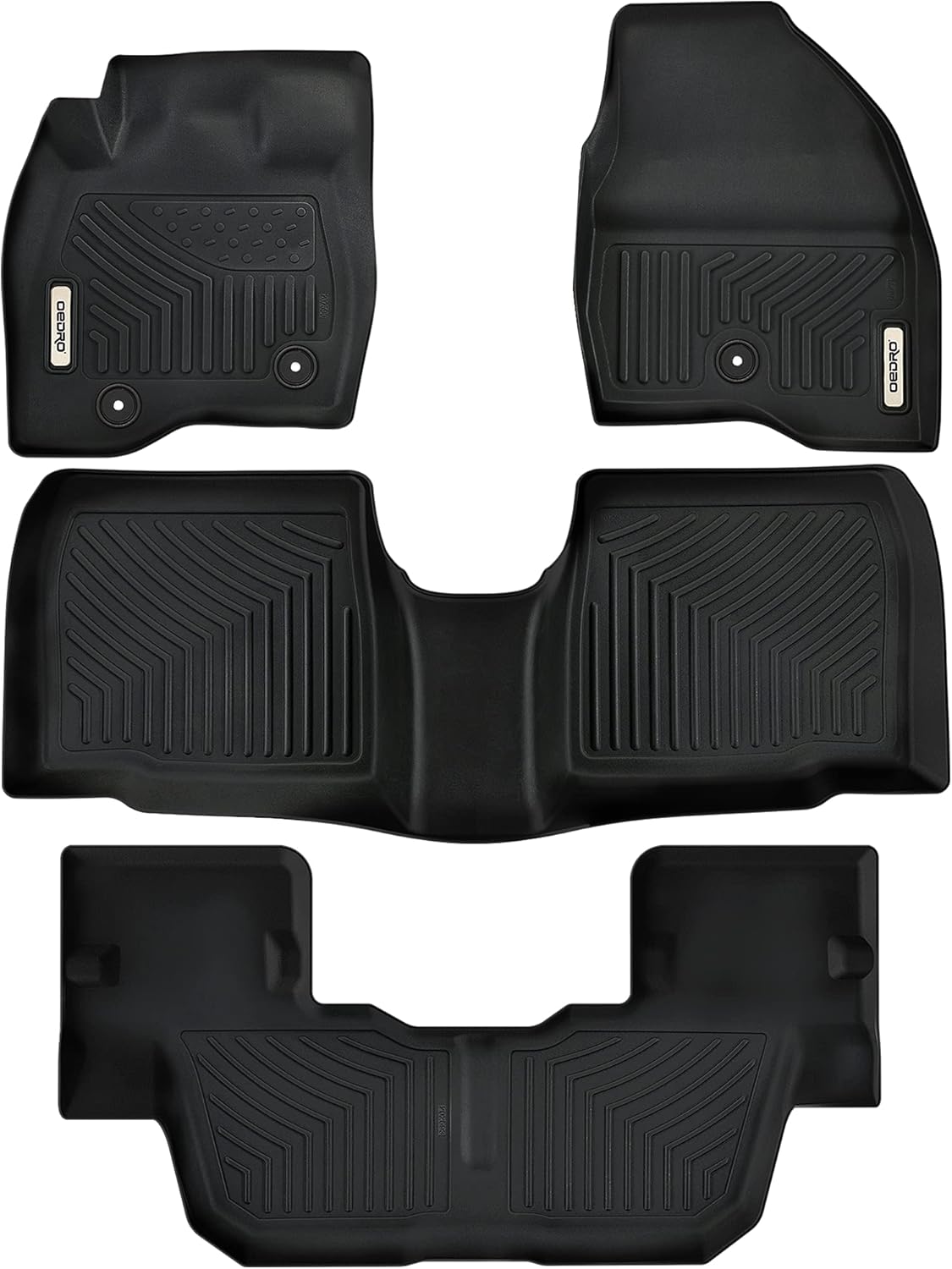 OEDRO Floor Mats Compatible with 2020-2023 Ford Explorer 6-Passenger Only, Unique Black TPE All-Weather Guard Includes 1st, 2nd and 3rd Row Full Set Liners