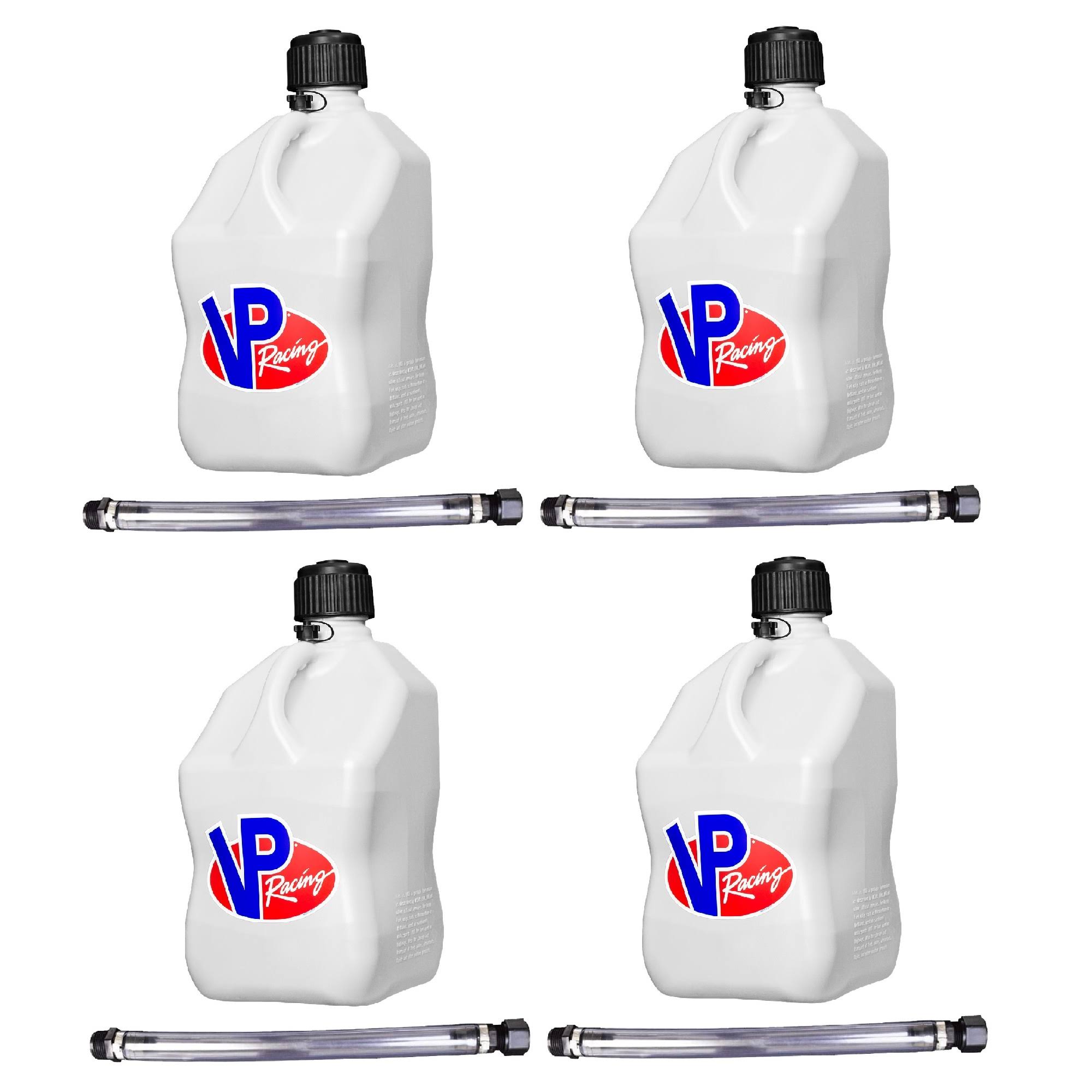 VP Racing Fuels 5-gal. Motorsport Container, White w/ 14x22 Standard Hose (4 Pack)