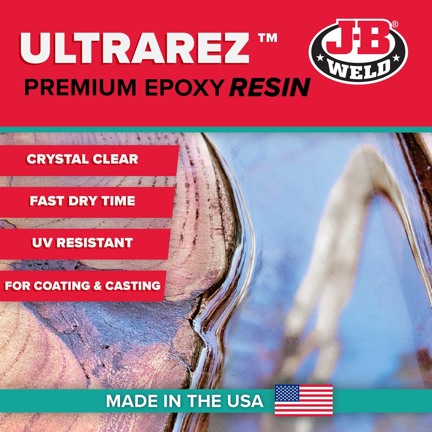 J-B Weld UV Tabletop Epoxy Resin, 1 Gallon Kit, Cures Clear, Fast Cure Time, UV Resistant, Minimal Bubbling, Scratch & Water Resistant Pack of 2