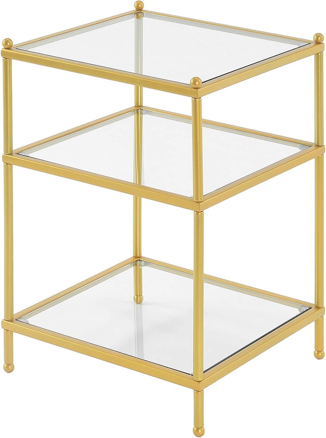 Convenience Concepts Royal Crest End Table, Chrome / Glass Pack of 2