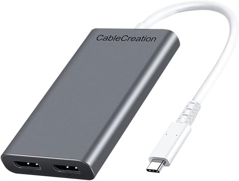 Thunderbolt 3 Hub to Dual DisplayPort Adapter, CableCreation Thunderbolt 3 to Dual DP Converter, Supports Up to Two 4K 60Hz Monitors on Mac and Some Windows Systems