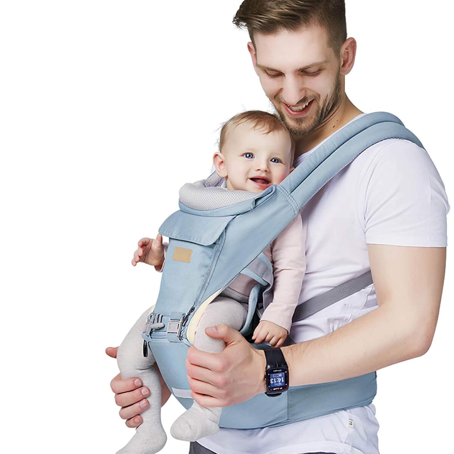 Baby - Carrier, 6-in-1 Baby Carrier with Waist Stool-, FRUITEAM Baby Carrier with Hip Seat for Breastfeeding, One Size Fits All - Adapt to Newborn, Infant & Toddler (Blue) Pack of 2