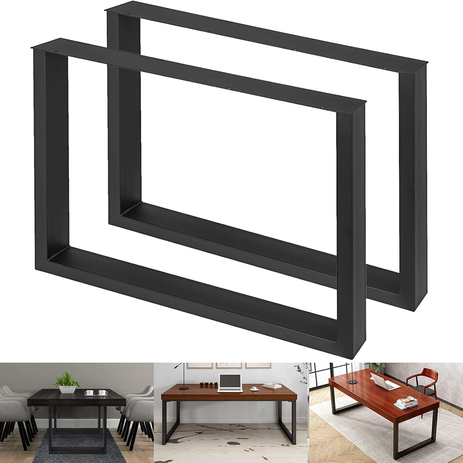 VEVOR Set of 2 Steel Table Legs, 28 Height 24 Wide Dining Table Legs,Heavy Duty 3.1