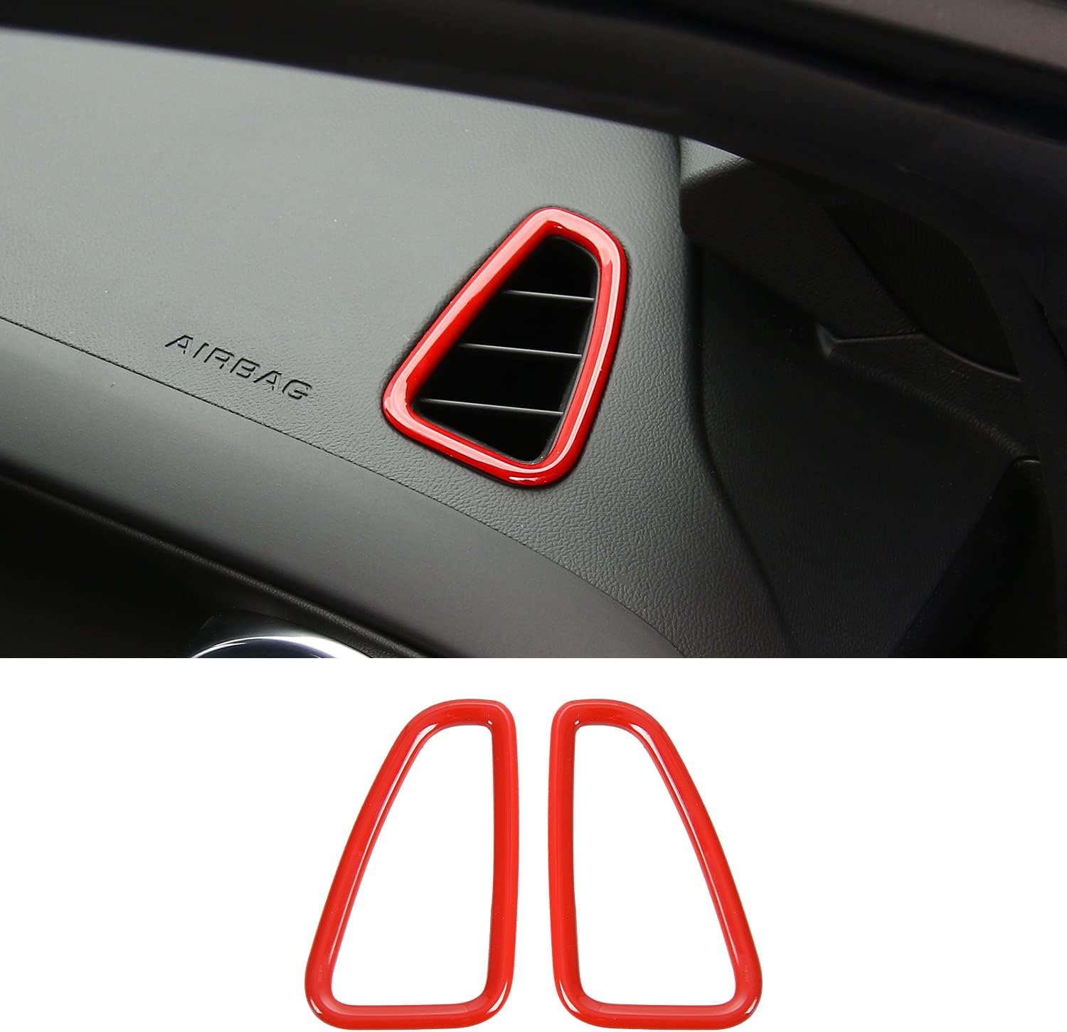 RT-TCZ Dash Board Left & Right Air Vent Outlet Vent Ring Sticker Frame Trim Cover Interior Accessories for Chevrolet Camaro 2017+ (2PCS Red)