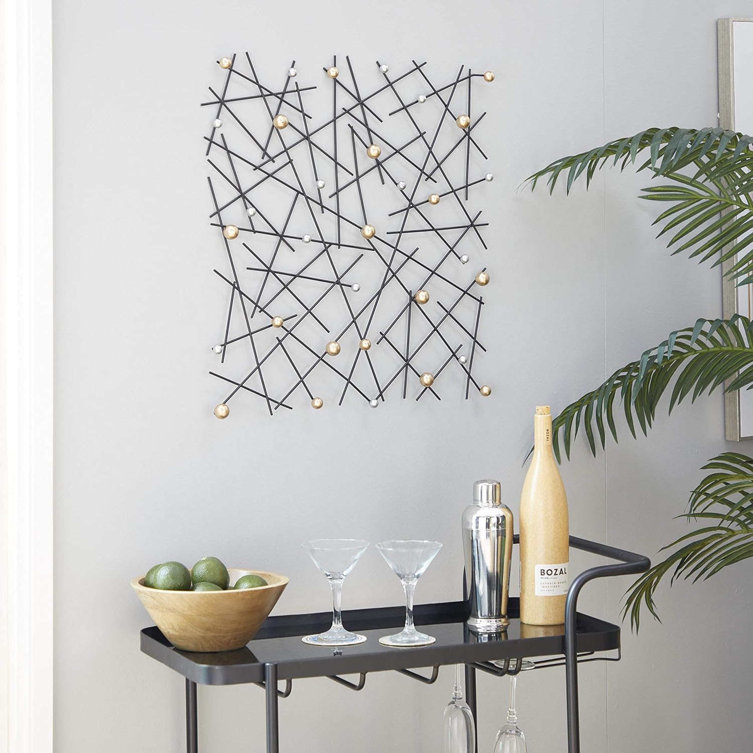 Deco 79 Black Metal Contemporary Wall Decor, 24 x 24 x 1 Inches