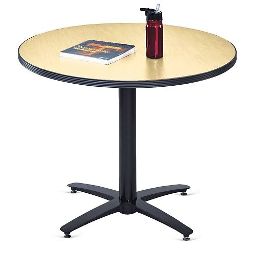 NBF Loft Standard Height Table 42x22 Diameter Dark Mahogany Laminate Top/Black Edge/Arched Black Base Signature Series (T42RD-B2