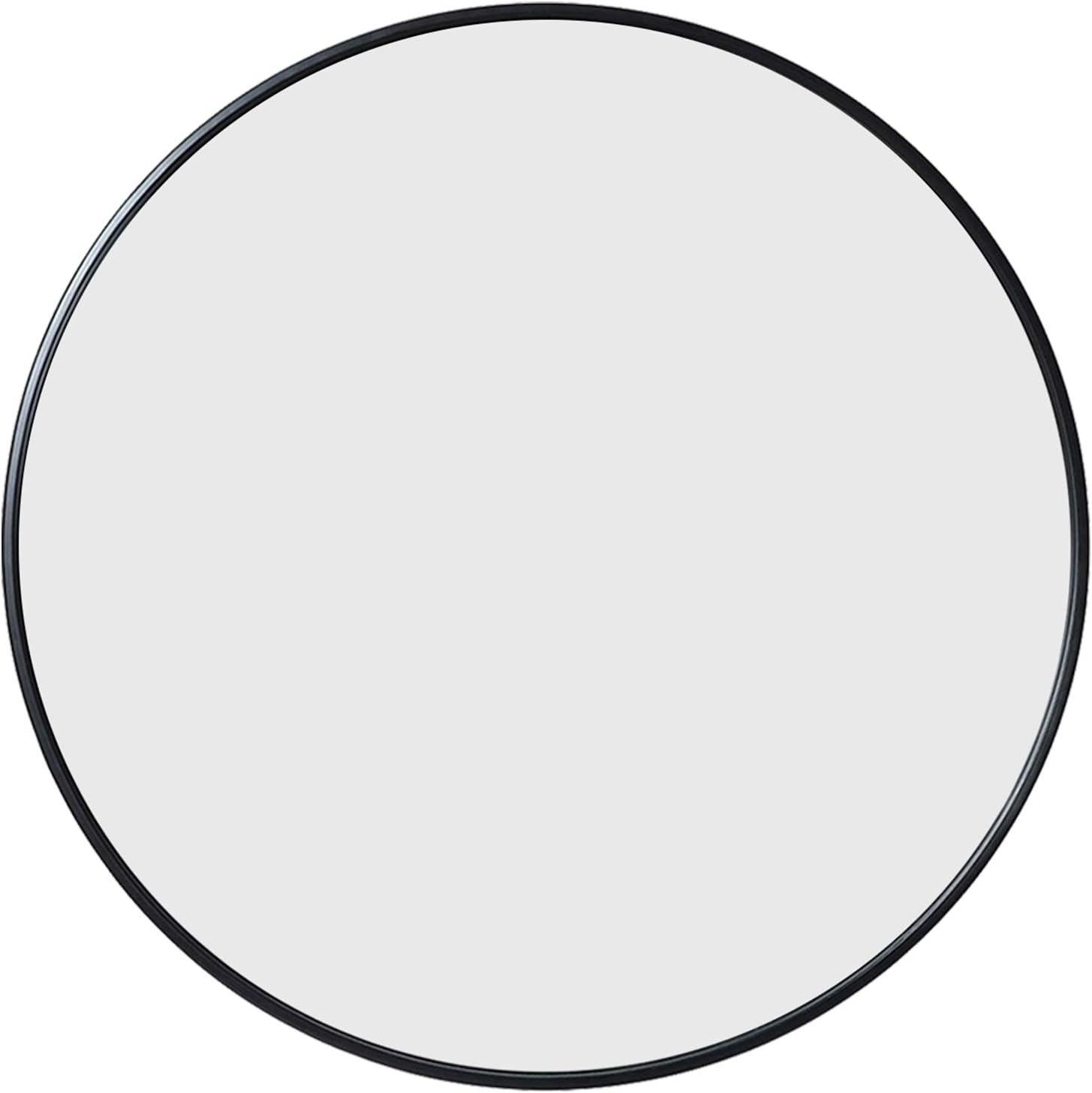 Growsun 36 inch Wall Round Mirror, Large Wall Mounted Circle Mirror Black Metal Frame for Bathroom, Entry, Dining Room, & Living Room