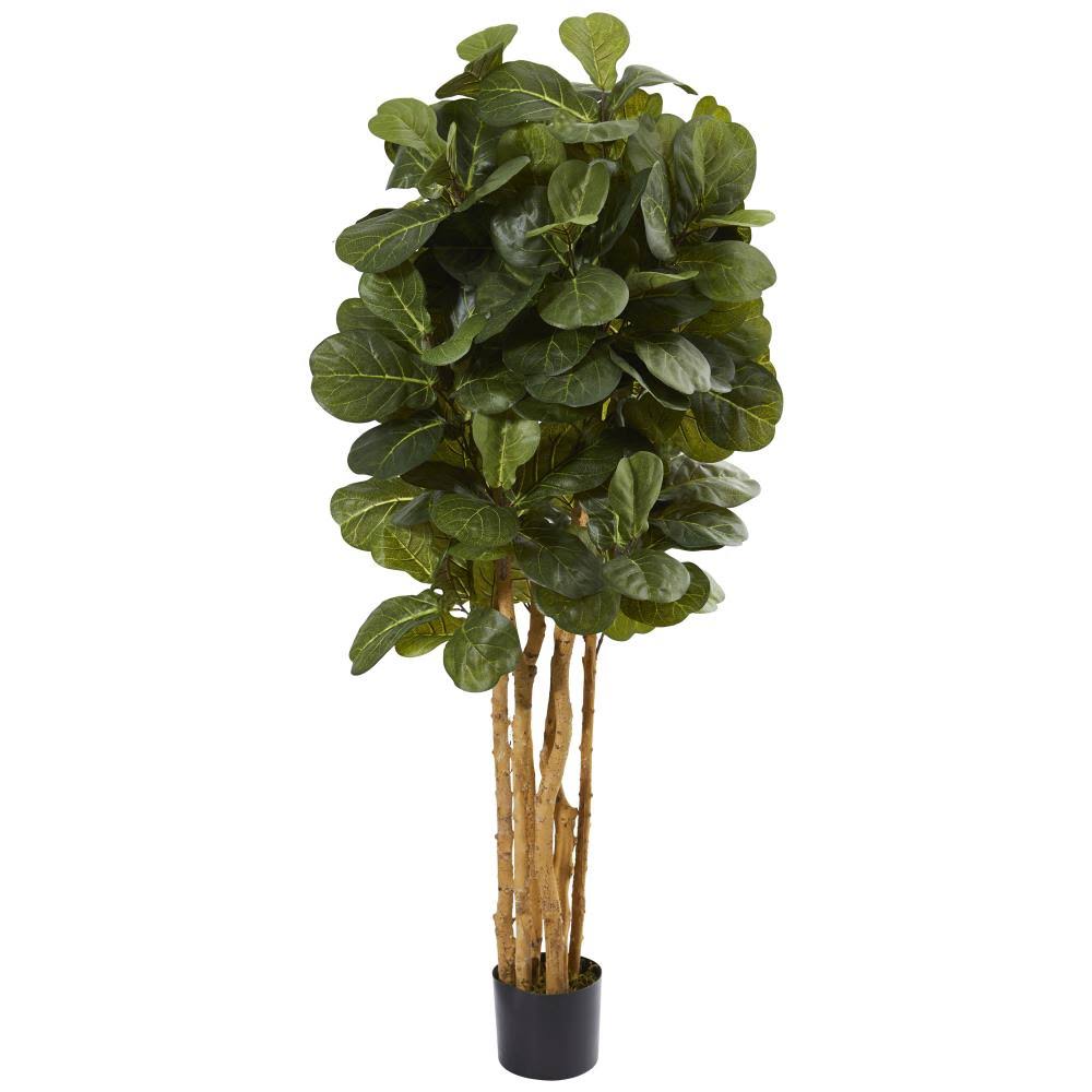 Nearly Natural 5& Artificial Fiddle Leaf Fig Tree in Black Pot Green